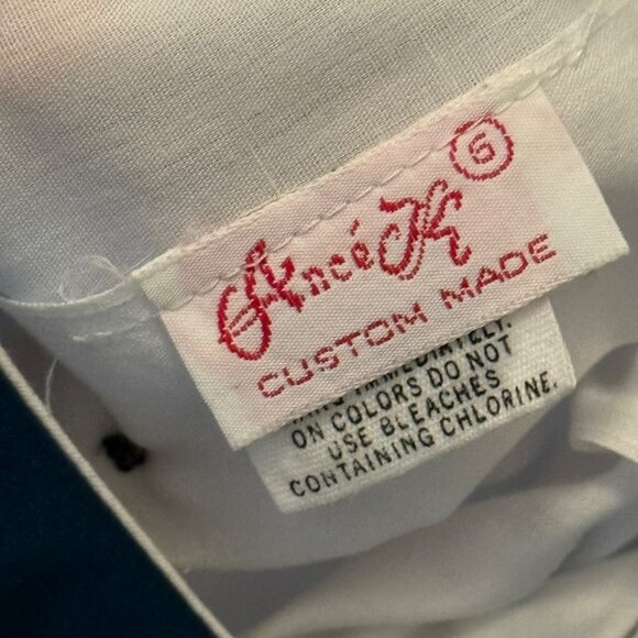 Size 6 Girls Vintage 70's Sailor Dress Ance K White Navy Collar Red Tie Pleated - Picture 5 of 10